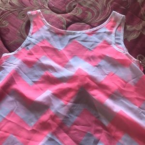 Pink and white polyester top
